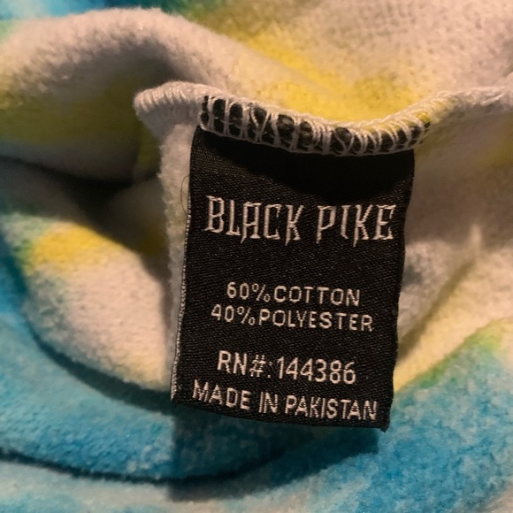 Black Pike XL unisex Tie Dye hoodie with cartoon graphic, always bet on black - Picture 6 of 6